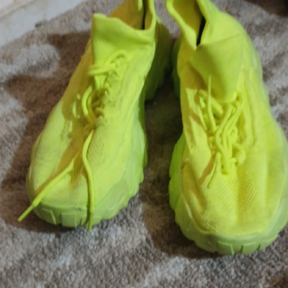 Neon Yellow Athletic Shoes
